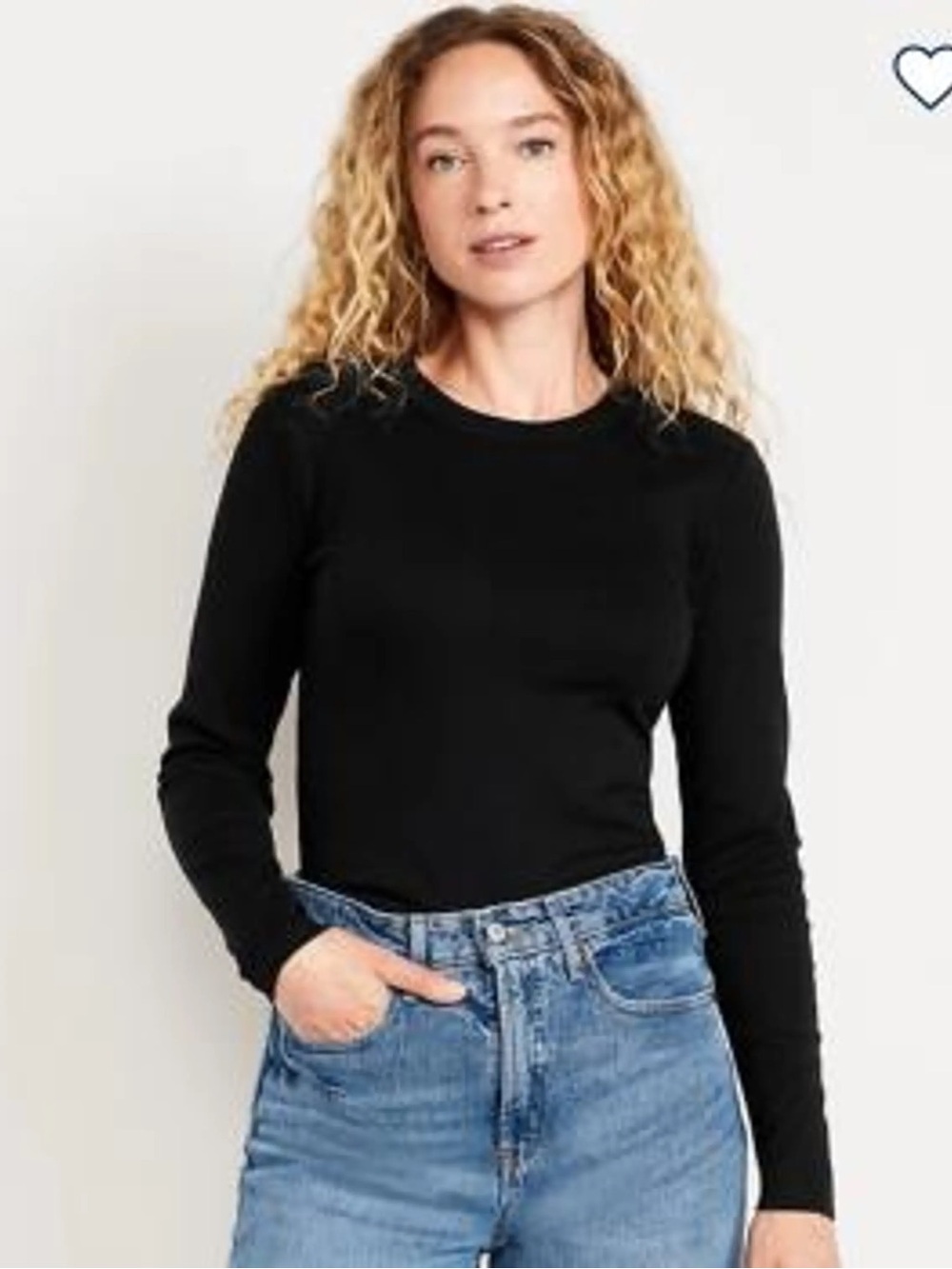 Old navy black crew neck plush ribbed long sleeve top medium